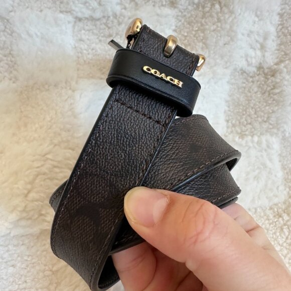 NWT! COACH F78179 Women\'s Classic Belt In Signature Canvas Gold/Walnut Size M main image 6